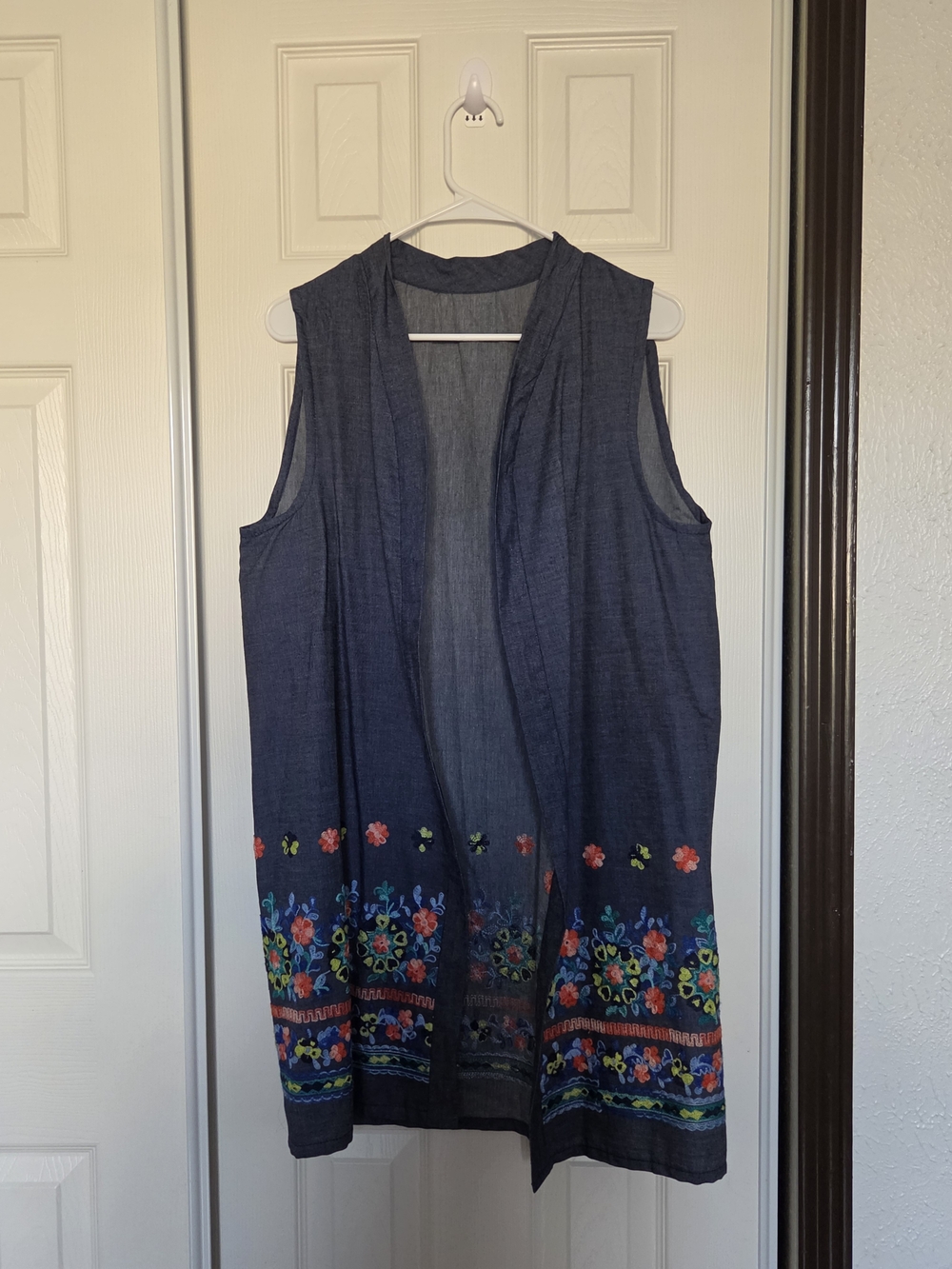 Sleeveless Navy Embroidered Maxi Dress